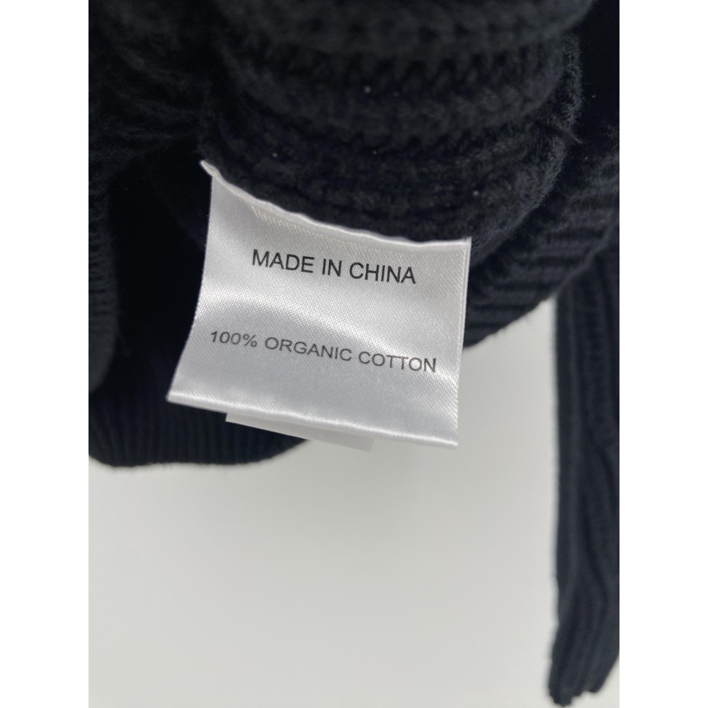 Quince Sweater Womens XS Black Organic Fisherman Crew Chunky Knit Pullover - Picture 6 of 7